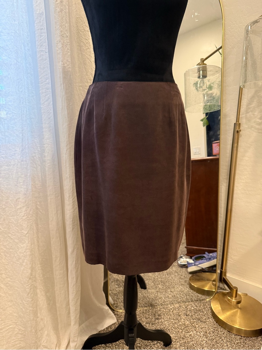 Katherine Kelly Brown Pencil Skirt — Tailored Work-to-Evening Style